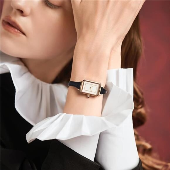 Christmas Gift Quick Release Leather Watch Bands for Women Ladies Watch Black